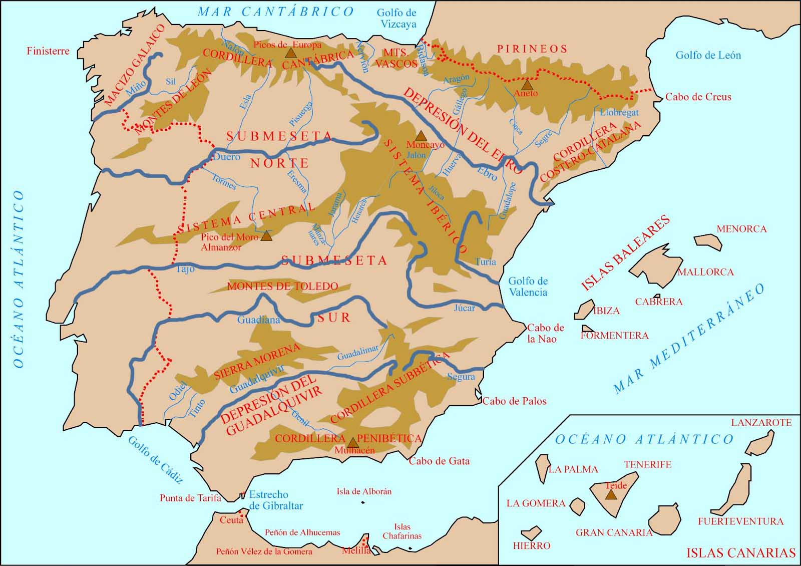 Espana Mapa Rios Mapa De Espana Rios De Espana Images